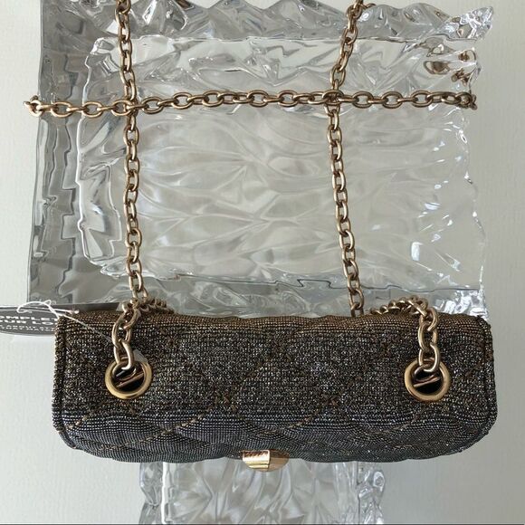GOLD GLITTER  SHOULDER EVENING PURSE - Picture 2 of 15